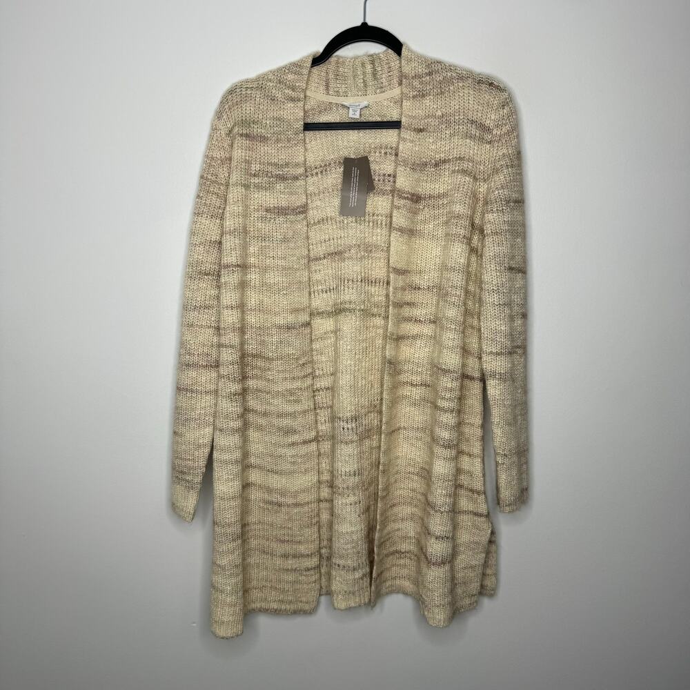 NWT J. JILL Wool Blend Open Cardigan Sweater Neutral Cream Medium Petite MP